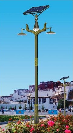 3-4米墨綠樹枝臂雙燈頭太陽(yáng)能庭院