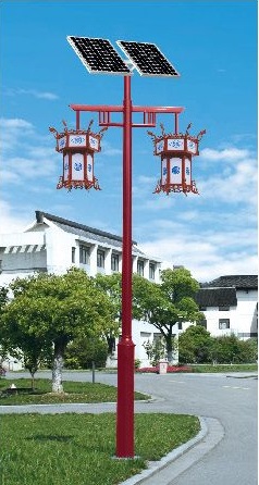 3-4米紅色格子臂燈籠形雙燈頭太陽(yáng)